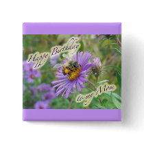 Honeybee on Asters Birthday Coordinating Items Buttons