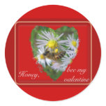 Honeybee on Asters Valentine stickers