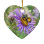 Honeybee on Fall Asters Christmas Ornament