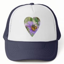 Honeybee on Fall Asters Heart Mesh Hats