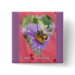 Honeybee on Fall Asters Valentine buttons