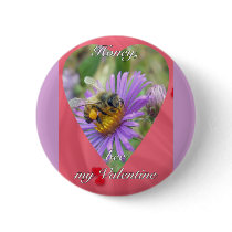Honeybee on Fall Asters Valentine Button