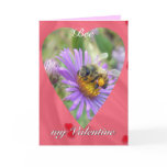 Honeybee on Fall Asters Valentine Greeting Cards