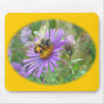 Honeybee on Fall Asters Wildflower Series Mouse Mats