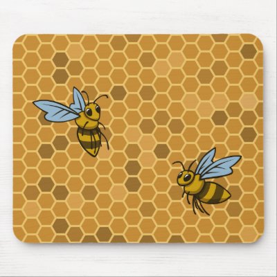Honeycomb Bumble Bees Mouse Mats by weirdfruit