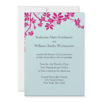 Honeysuckle and Tropical Blue Wedding Invitations