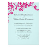 Honeysuckle and Tropical Blue Wedding Invitations