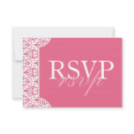 Honeysuckle Pink Damask RSVP card