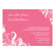 Honeysuckle Pink Floral Accent Wedding Invitation