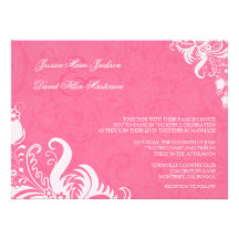 Honeysuckle Pink Floral Wedding Invitation
