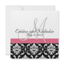 Honeysuckle Pink Monogram Wedding Invitation