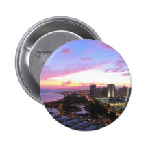 Honolulu cityscape Hawaii sunset Buttons