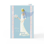 Honorary Bridesmaid request white dress on blue Greeting Cards