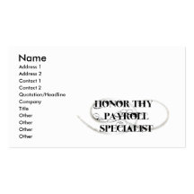 Honour Thy Payroll Specialist Business Card Template