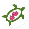 Honu with hibiscus flowers stickers
