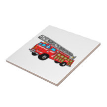 Hook & Ladder Red Fire Engine Ceramic Tile