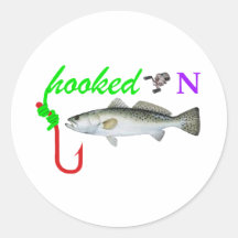 hooked on trout round stickers