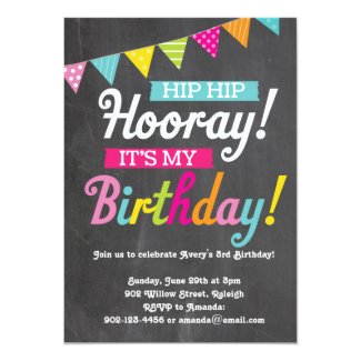 Hooray It's My Birthday 13 Cm X 18 Cm Invitation Card