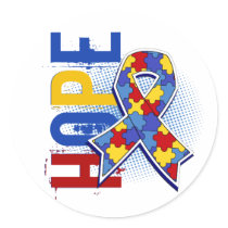 Hope 2 Autism Round Sticker