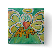 Hope Angel Word Art Pendant Button Pins