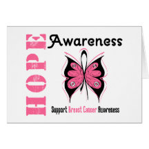 Hope Awareness Butterfly Breast Cancer Greeting Card