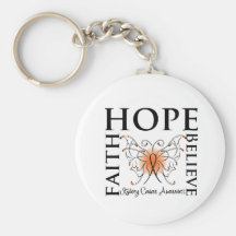 Hope Believe Faith - Kidney Cancer (Orange) Key Chains