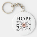Hope Believe Faith - Uterine Cancer Keychain
