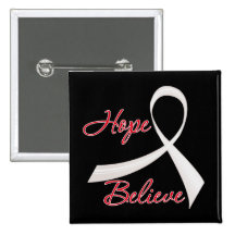 Hope Believe Lung Cancer Pinback Button