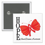 Hope Butterfly Heart Disease Pinback Button