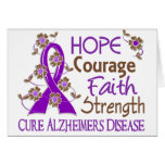 Hope Courage Faith Strength 3 Alzheimer's Disease Greeting Cards