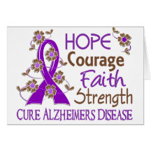 Hope Courage Faith Strength 3 Alzheimer's Disease Greeting Cards