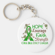 Hope Courage Faith Strength 3 Bile Duct Cancer Keychains