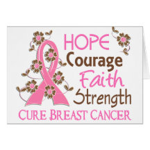 Hope Courage Faith Strength 3 Breast Cancer Cards
