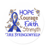 Hope Courage Faith Strength 3 Syringomyelia stickers