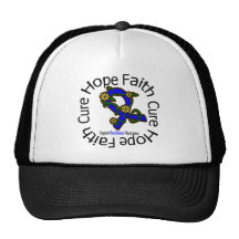 Hope Faith Cure Anal Cancer Flower Ribbon Mesh Hat
