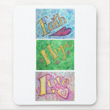 Hope, Faith, Love Mousepad (Vertical)