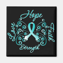 Hope Faith Love Strength Cervical Cancer Refrigerator Magnet