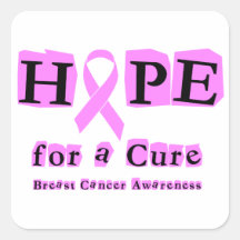 Hope for a Cure - Breast Cancer Square Stickers
