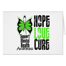 Hope Love Cure Grunge - Mental Health Awareness Greeting Card