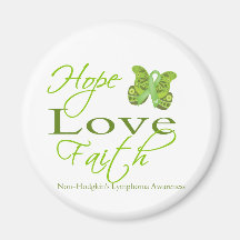 Hope Love Faith Butterfly - Lymphoma Awareness Magnet