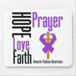 Hope Love Faith Prayer Ribbon Domestic Violence mousepads