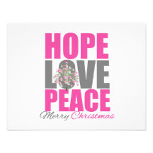Hope Love Peace Merry Christmas Tree Personalised Announcements
