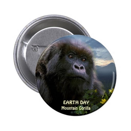"HOPE" Mountain Gorilla EARTH DAY Button