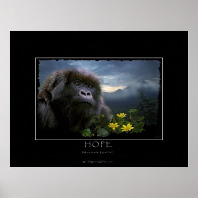 HOPE Mountain Gorilla Wildlife Art Print by RavenSpiritPrints