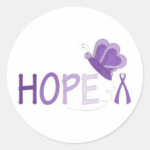 Hope Purple Ribbon Awareness Stickers
