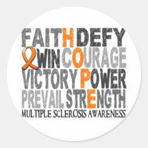 Hope Word Collage Multiple Sclerosis Round Stickers