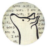 Hopeful dog claims, "I am a good girl." Sticker