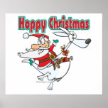 hoppy christmas santa hopping kangaroo print