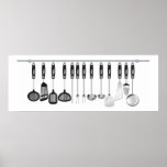 Horizontal set kitchen utensils print