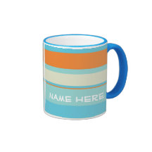 Horizontal Stripes Blue/Orange w/Name Mug